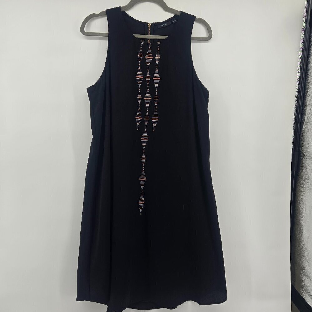 Apt 9 A Line Sleeveless Lined Midi dress w/Metallic Detail - L Black
